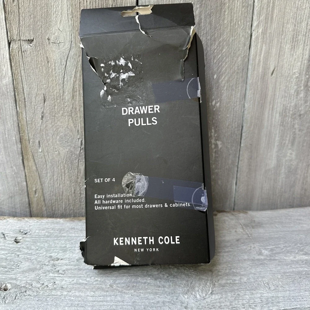 Kenneth Cole New York Drawer Black Leather‎ Pulls 4 pc Set